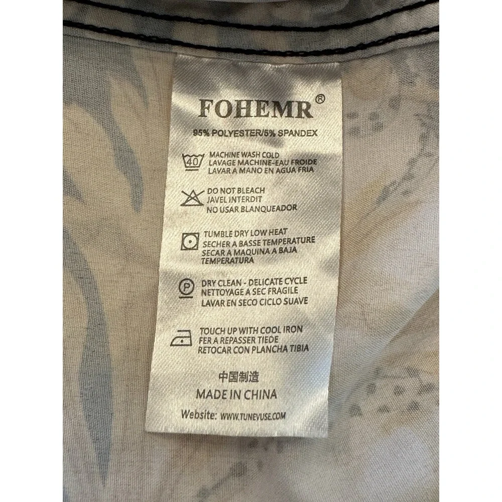 Mens Fohemr Button Up Shirt Men's Size  Large Baroque Abstract Print Yellow